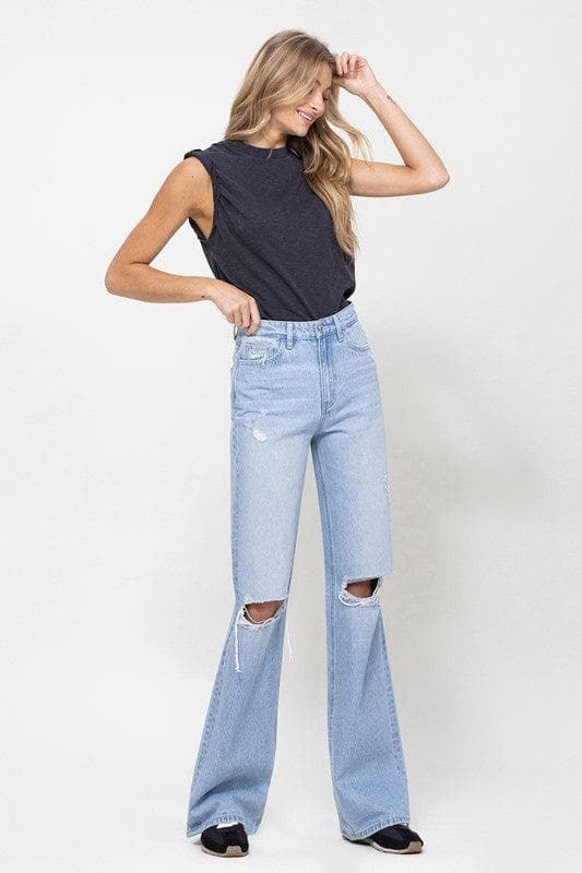 VERVET by Flying Monkey 90s Vintage Flare Jeans - SwagglyLife Home & Fashion