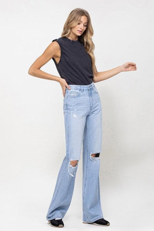 VERVET by Flying Monkey 90s Vintage Flare Jeans - SwagglyLife Home & Fashion