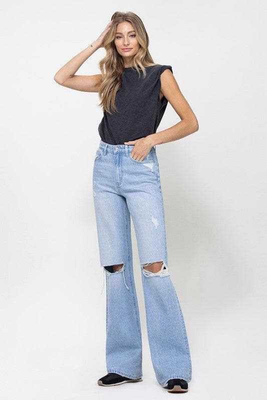 VERVET by Flying Monkey 90s Vintage Flare Jeans - SwagglyLife Home & Fashion