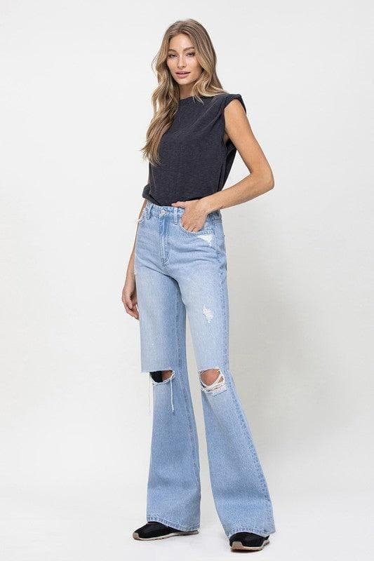 VERVET by Flying Monkey 90s Vintage Flare Jeans - SwagglyLife Home & Fashion