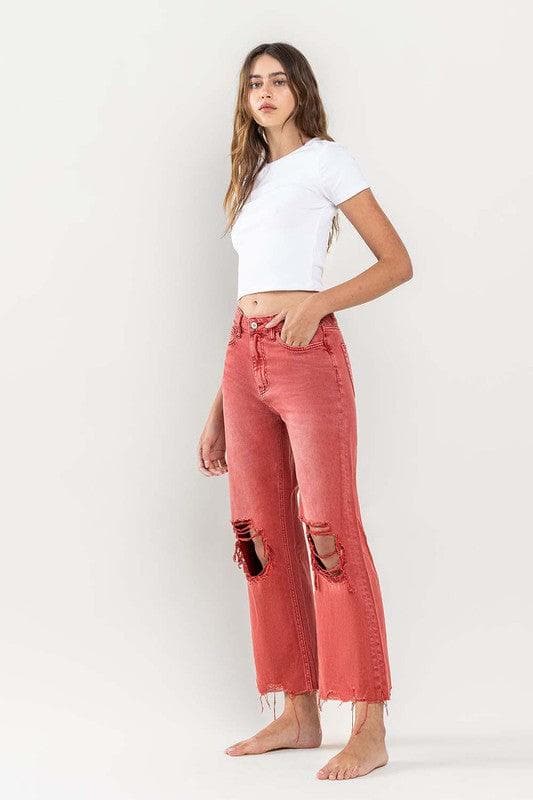 VERVET by Flying Monkey 90s Vintage Crop Flare Jeans - SwagglyLife Home & Fashion