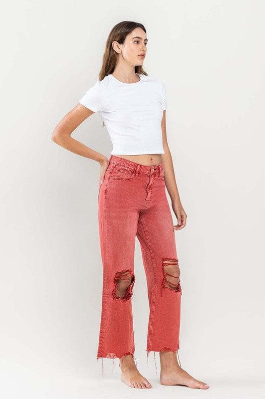 VERVET by Flying Monkey 90s Vintage Crop Flare Jeans - SwagglyLife Home & Fashion
