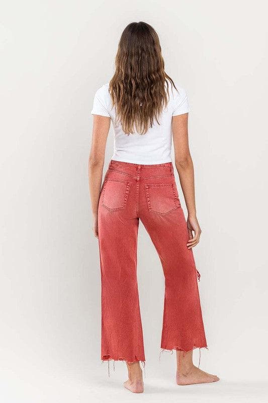 VERVET by Flying Monkey 90s Vintage Crop Flare Jeans - SwagglyLife Home & Fashion