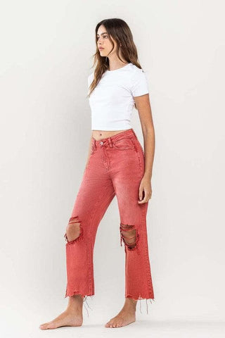 VERVET by Flying Monkey 90s Vintage Crop Flare Jeans - SwagglyLife Home & Fashion