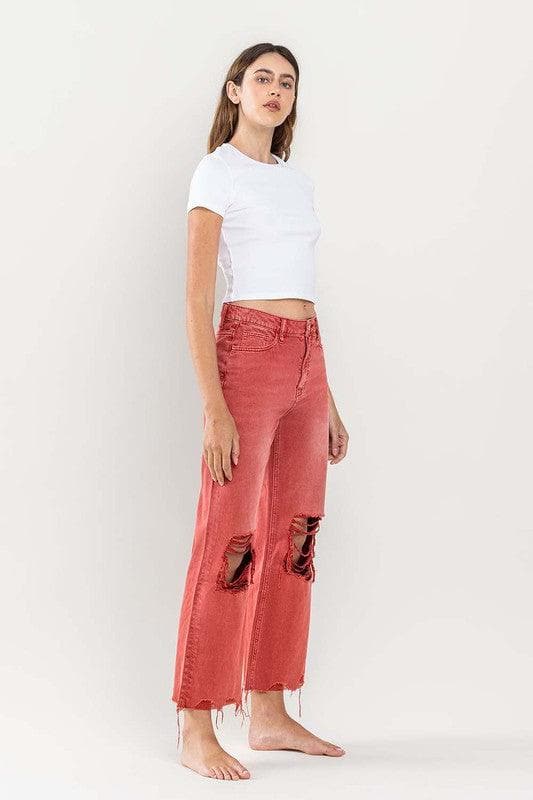 VERVET by Flying Monkey 90s Vintage Crop Flare Jeans - SwagglyLife Home & Fashion