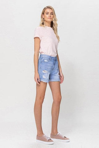 VERVET by Flying Monkey Distressed Boyfriend Shorts W/ Cuffs - SwagglyLife Home & Fashion