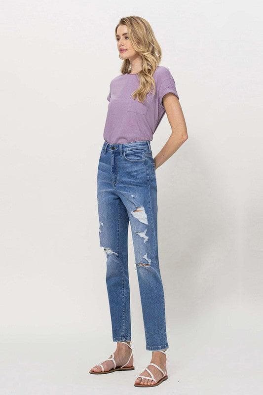 VERVET by Flying Monkey Distressed Mom Jeans - SwagglyLife Home & Fashion