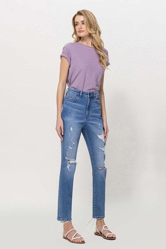 VERVET by Flying Monkey Distressed Mom Jeans - SwagglyLife Home & Fashion