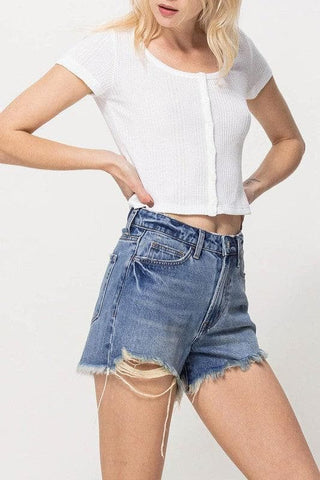 VERVET by Flying Monkey Distressed Rigid Mom Shorts - SwagglyLife Home & Fashion