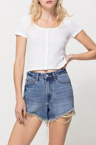 VERVET by Flying Monkey Distressed Rigid Mom Shorts - SwagglyLife Home & Fashion