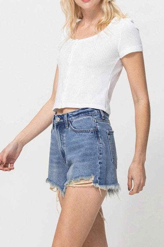 VERVET by Flying Monkey Distressed Rigid Mom Shorts - SwagglyLife Home & Fashion