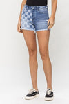 VERVET by Flying Monkey High Rise 2Tone Stretch Shorts - SwagglyLife Home & Fashion