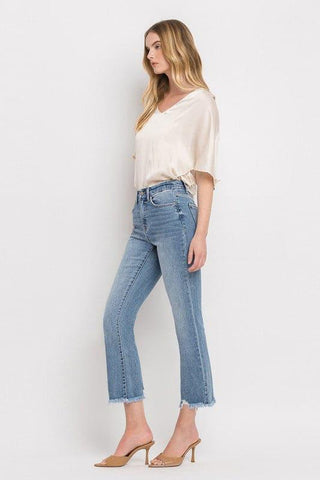 VERVET by Flying Monkey High Rise Crop Flare Jeans - SwagglyLife Home & Fashion