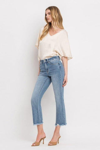 VERVET by Flying Monkey High Rise Crop Flare Jeans - SwagglyLife Home & Fashion