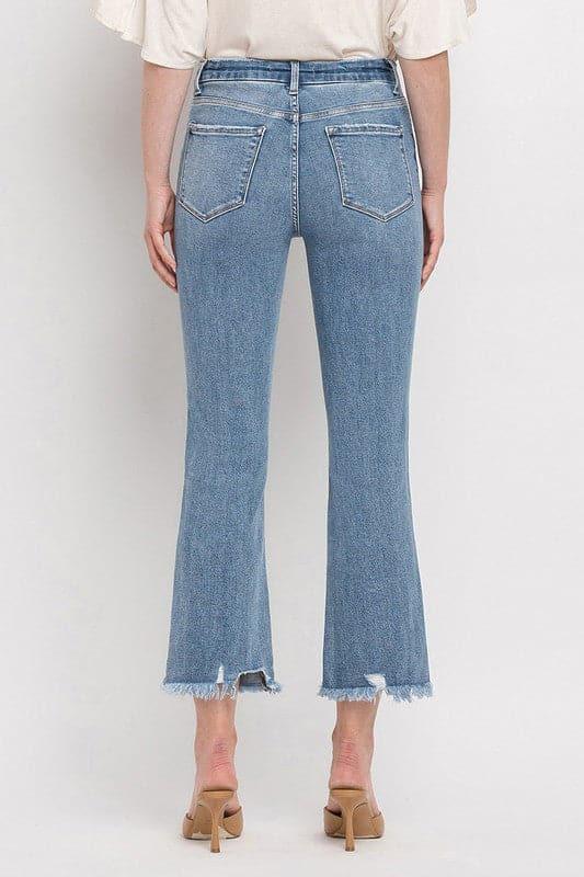 VERVET by Flying Monkey High Rise Crop Flare Jeans - SwagglyLife Home & Fashion