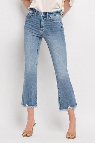 VERVET by Flying Monkey High Rise Crop Flare Jeans - SwagglyLife Home & Fashion