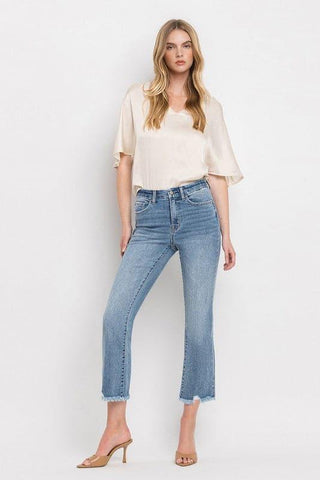 VERVET by Flying Monkey High Rise Crop Flare Jeans - SwagglyLife Home & Fashion