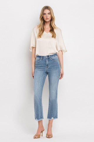 VERVET by Flying Monkey High Rise Crop Flare Jeans - SwagglyLife Home & Fashion