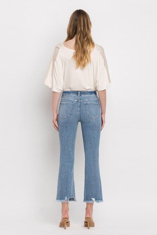 VERVET by Flying Monkey High Rise Crop Flare Jeans - SwagglyLife Home & Fashion