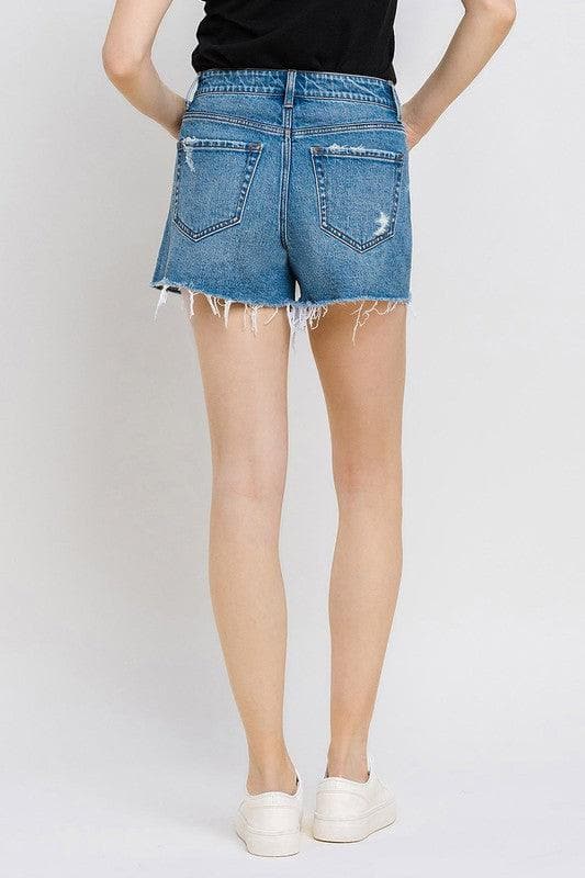 VERVET by Flying Monkey High Rise Distressed Hem A-Line Shorts - SwagglyLife Home & Fashion