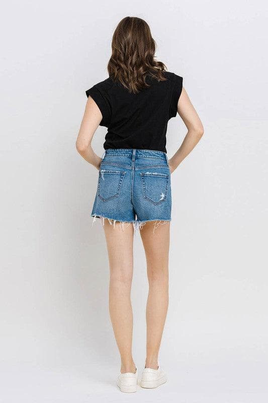 VERVET by Flying Monkey High Rise Distressed Hem A-Line Shorts - SwagglyLife Home & Fashion