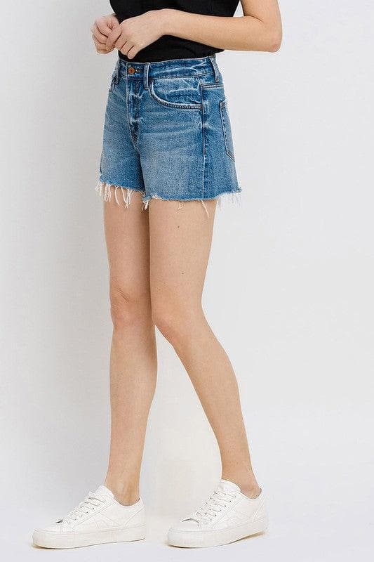 VERVET by Flying Monkey High Rise Distressed Hem A-Line Shorts - SwagglyLife Home & Fashion