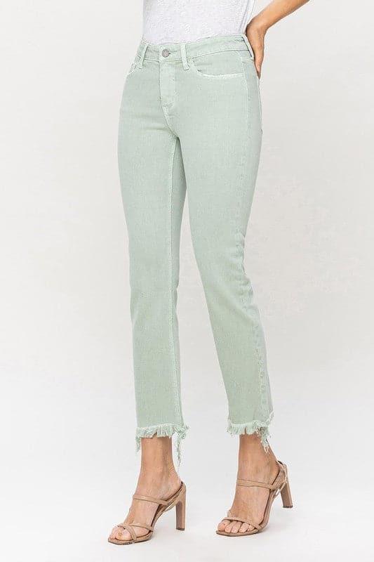 VERVET by Flying Monkey Mid Rise Crop Straight Jeans - SwagglyLife Home & Fashion