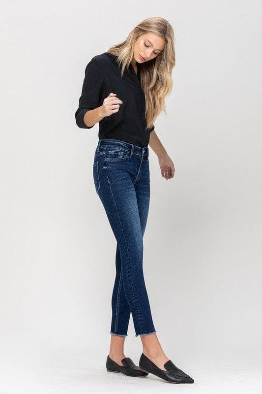 VERVET by Flying Monkey Mid Rise Raw Hem Crop Skinny - SwagglyLife Home & Fashion