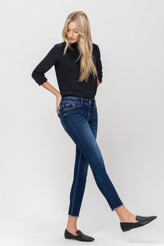 VERVET by Flying Monkey Mid Rise Raw Hem Crop Skinny - SwagglyLife Home & Fashion