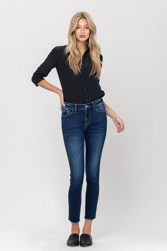 VERVET by Flying Monkey Mid Rise Raw Hem Crop Skinny - SwagglyLife Home & Fashion