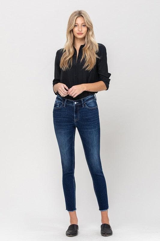 VERVET by Flying Monkey Mid Rise Raw Hem Crop Skinny - SwagglyLife Home & Fashion