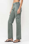 VERVET by Flying Monkey Mid Rise Straight Jeans with Cargo Pocket Detail - SwagglyLife Home & Fashion