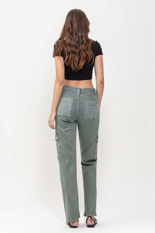 VERVET by Flying Monkey Mid Rise Straight Jeans with Cargo Pocket Detail - SwagglyLife Home & Fashion