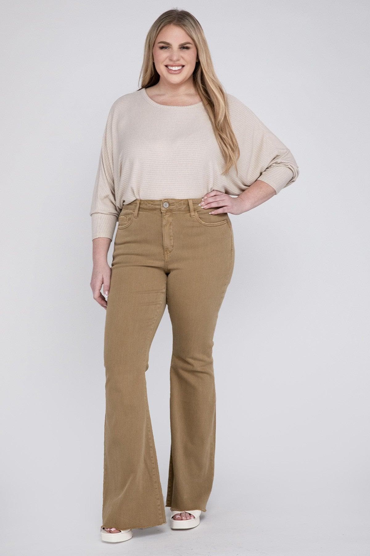 VERVET by Flying Monkey PLUS SIZE High Rise Super Flare Jeans - SwagglyLife Home & Fashion