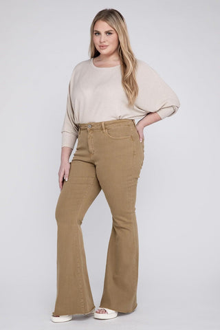 VERVET by Flying Monkey PLUS SIZE High Rise Super Flare Jeans - SwagglyLife Home & Fashion