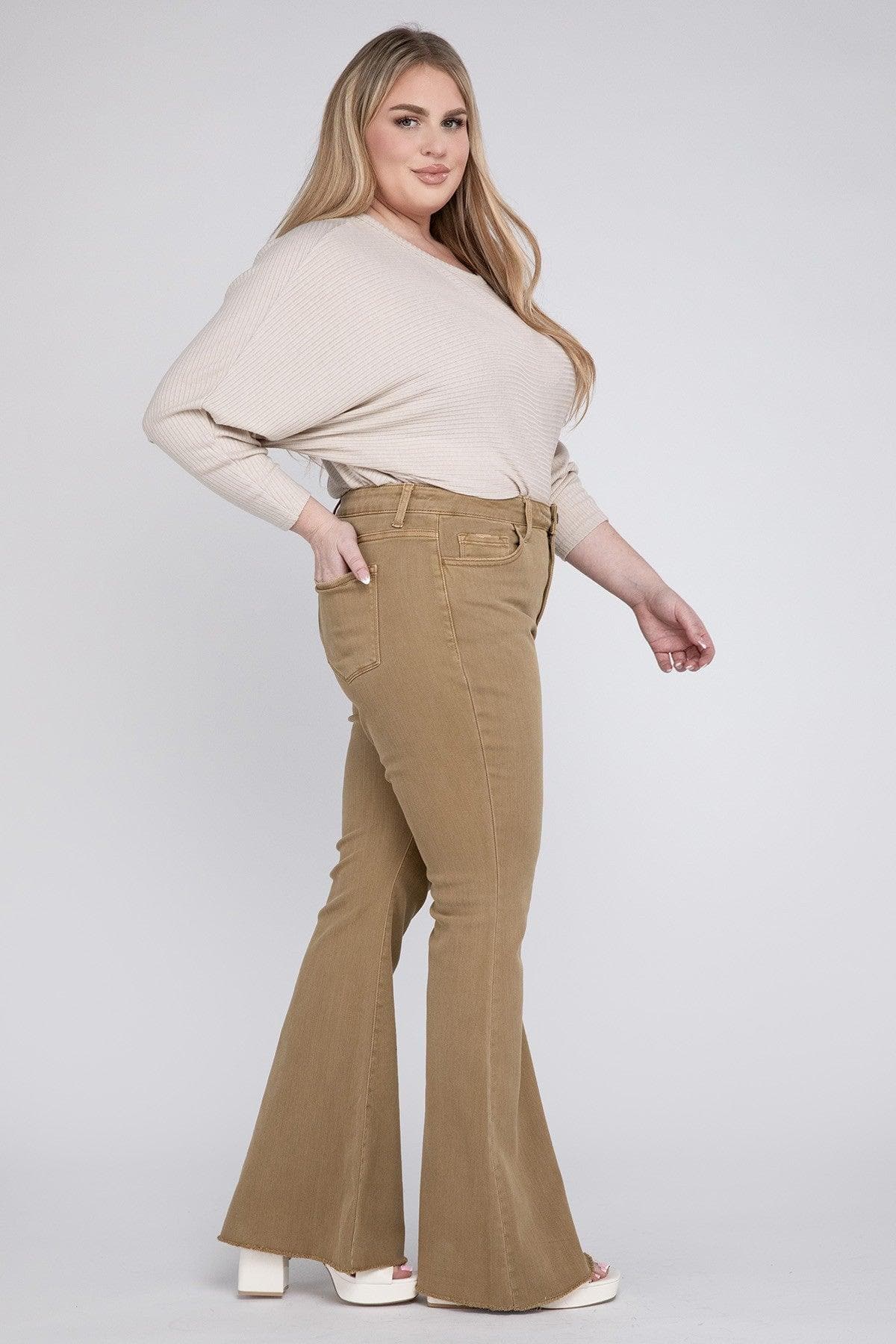 VERVET by Flying Monkey PLUS SIZE High Rise Super Flare Jeans - SwagglyLife Home & Fashion
