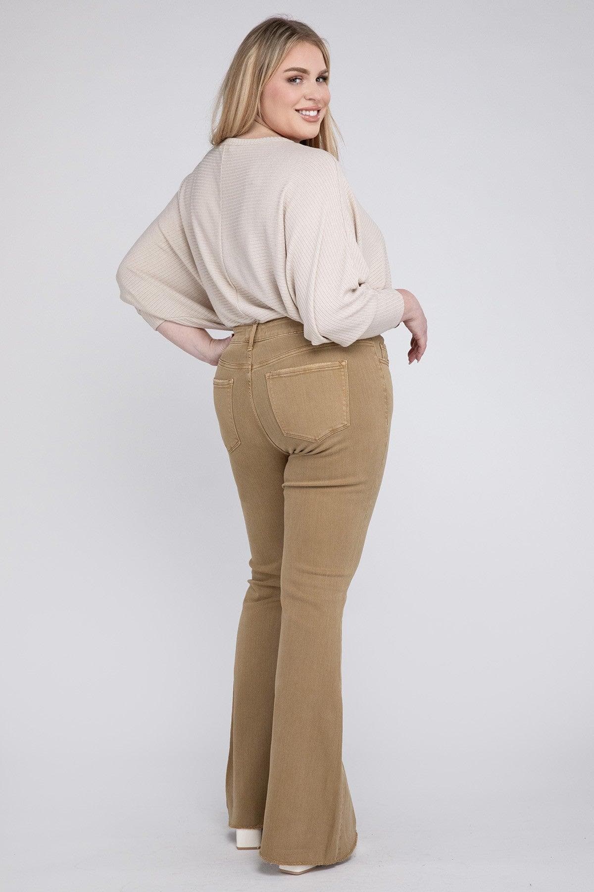 VERVET by Flying Monkey PLUS SIZE High Rise Super Flare Jeans - SwagglyLife Home & Fashion