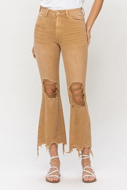 VERVET by Flying Monkey Vintage High Rise Distressed Flare Jeans - SwagglyLife Home & Fashion