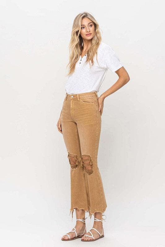 VERVET by Flying Monkey Vintage High Rise Distressed Flare Jeans - SwagglyLife Home & Fashion