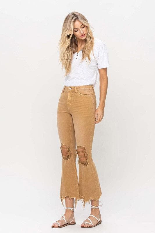 VERVET by Flying Monkey Vintage High Rise Distressed Flare Jeans - SwagglyLife Home & Fashion