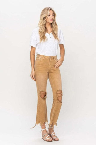 VERVET by Flying Monkey Vintage High Rise Distressed Flare Jeans - SwagglyLife Home & Fashion