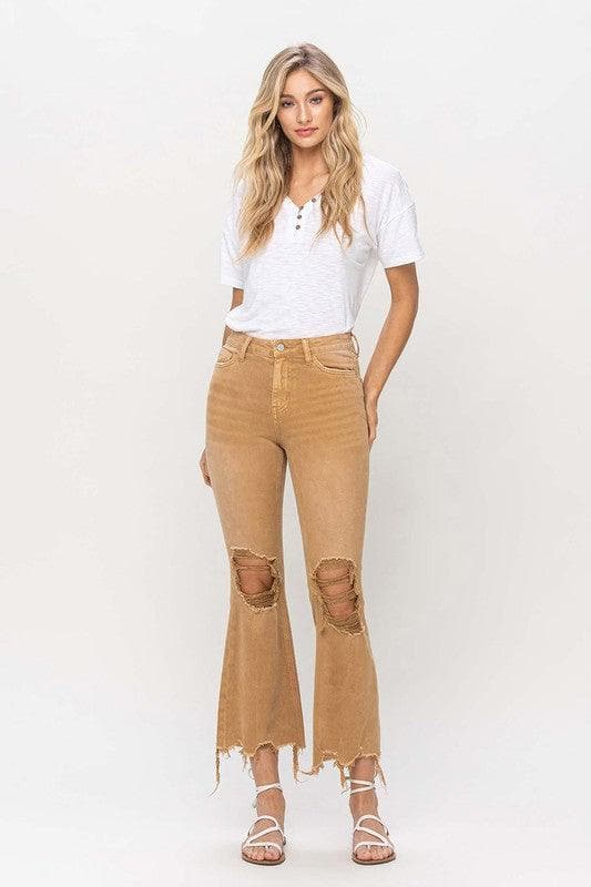 VERVET by Flying Monkey Vintage High Rise Distressed Flare Jeans - SwagglyLife Home & Fashion