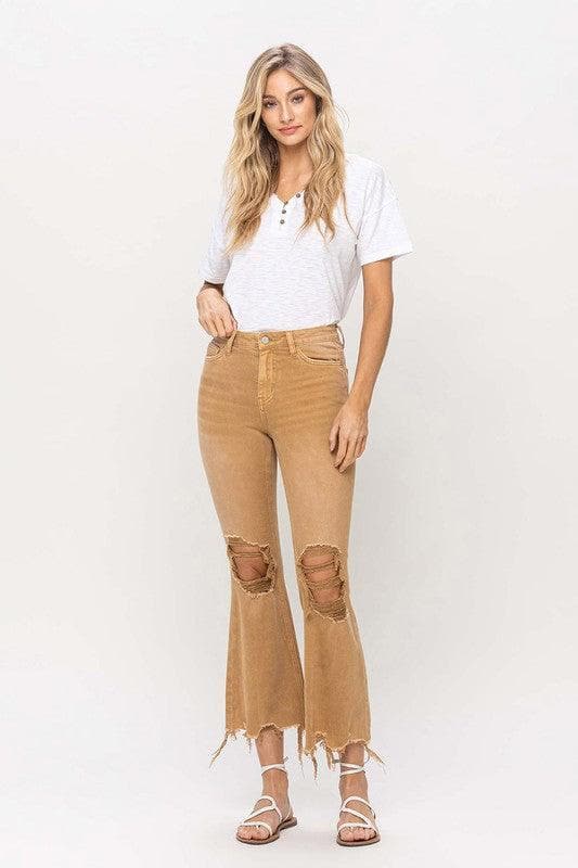 VERVET by Flying Monkey Vintage High Rise Distressed Flare Jeans - SwagglyLife Home & Fashion