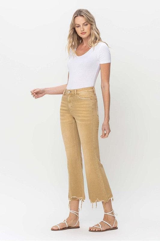 Vervet By Flying Monkey Vintage High Rise Raw Flare Hem Detail Jeans - SwagglyLife Home & Fashion