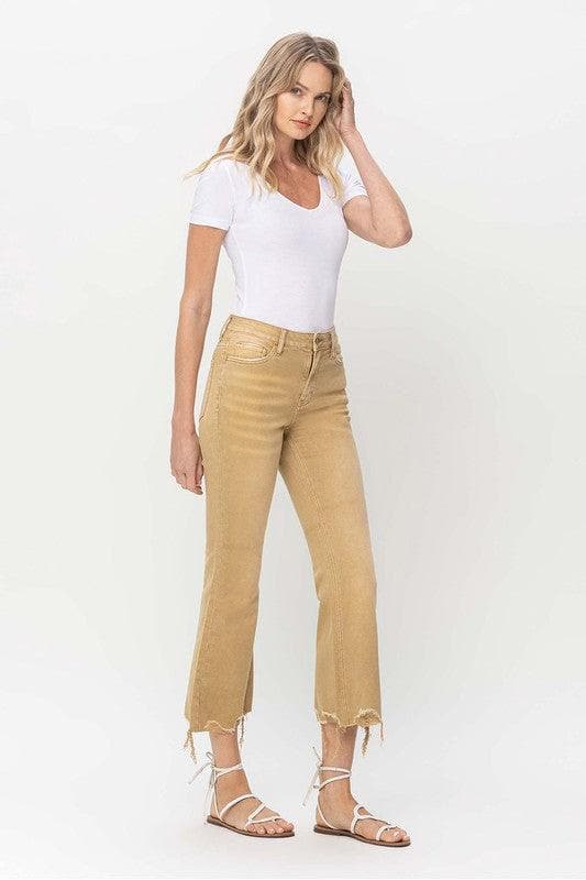 Vervet By Flying Monkey Vintage High Rise Raw Flare Hem Detail Jeans - SwagglyLife Home & Fashion
