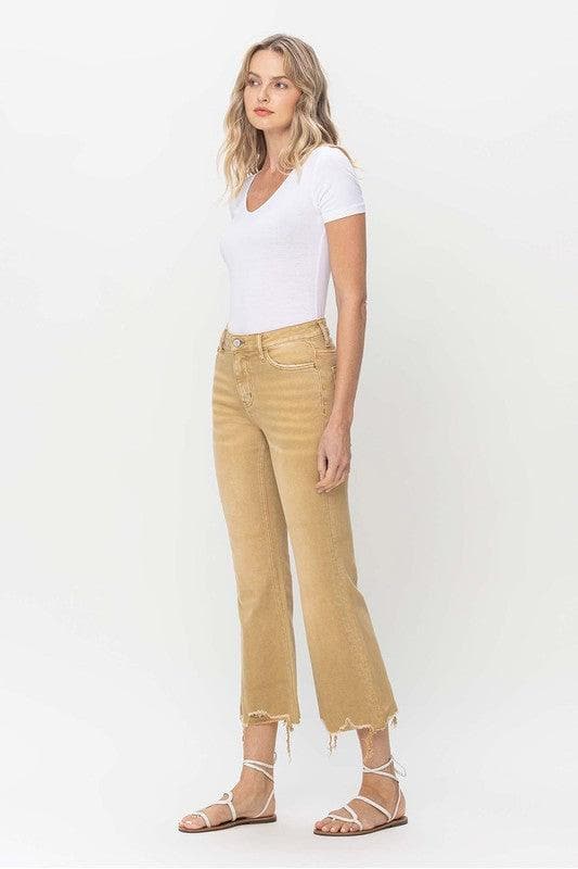 Vervet By Flying Monkey Vintage High Rise Raw Flare Hem Detail Jeans - SwagglyLife Home & Fashion