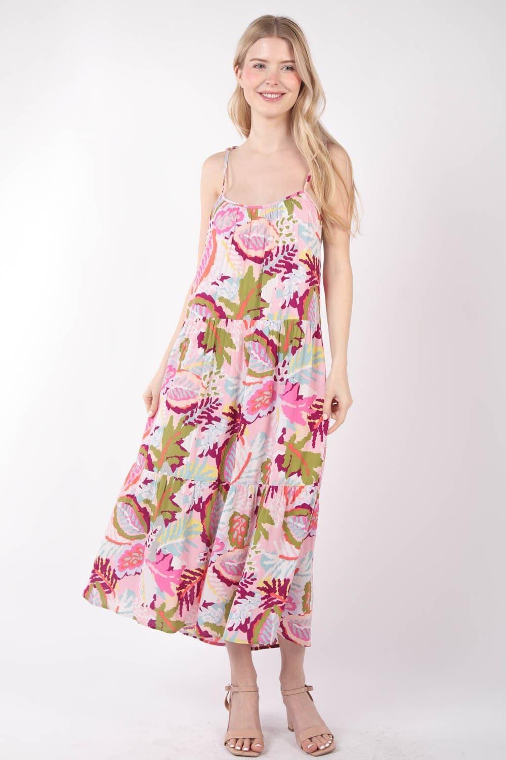 VERY J Tropical Printed Cami Midi Dress - SwagglyLife Home & Fashion