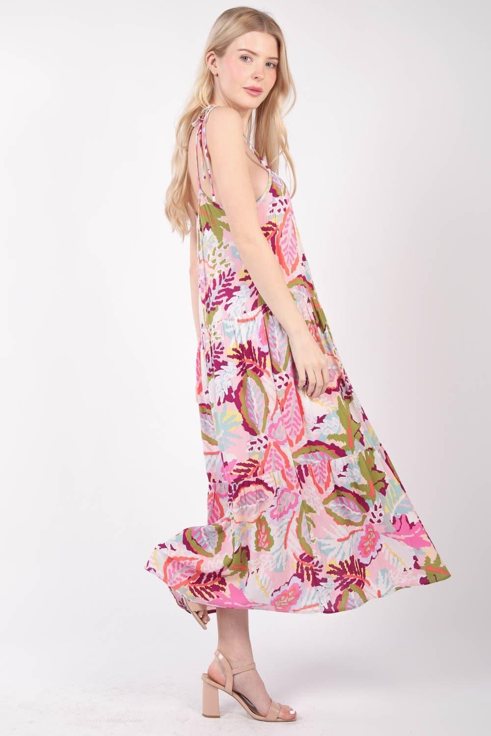 VERY J Tropical Printed Cami Midi Dress - SwagglyLife Home & Fashion