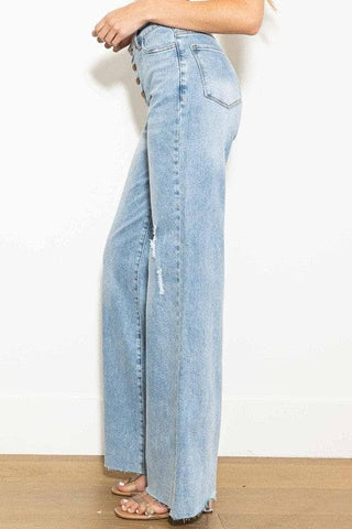 Vibrant M.i.U Criss Cross High Waisted Wide Leg Jeans - SwagglyLife Home & Fashion