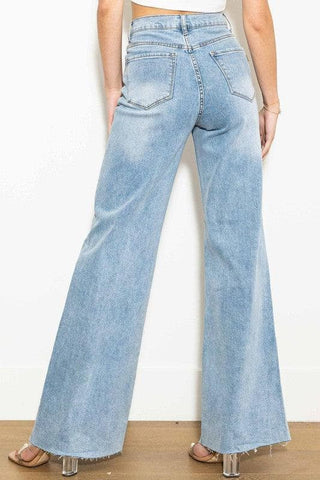 Vibrant M.i.U Criss Cross High Waisted Wide Leg Jeans - SwagglyLife Home & Fashion